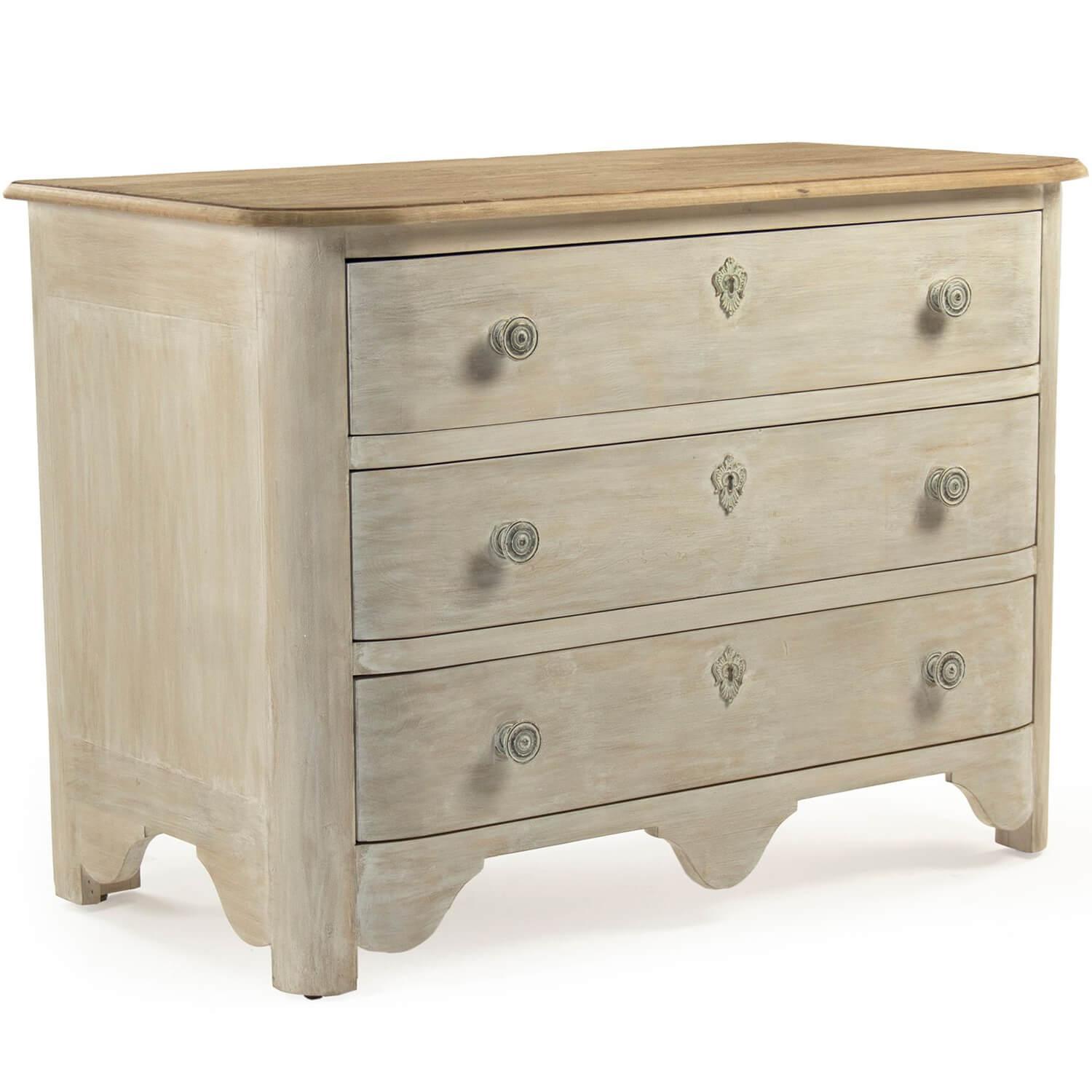 Wood Top Cream French Country Chest - Belle Escape