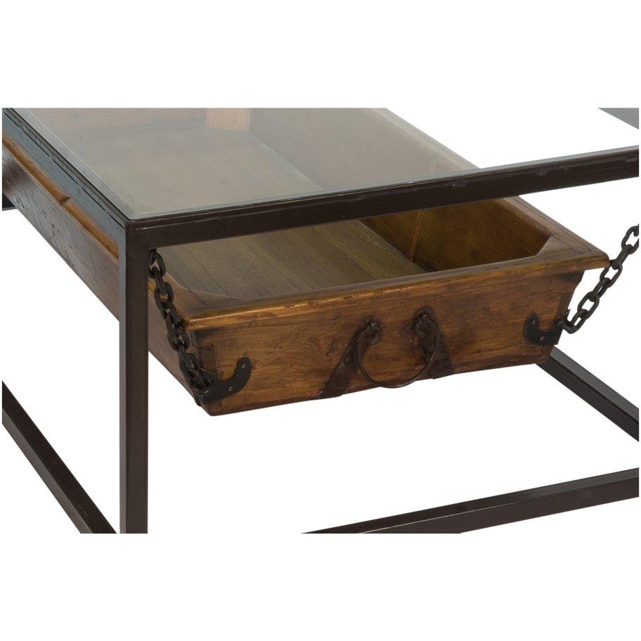 Wooden Trough Metal Coffee Table - Belle Escape