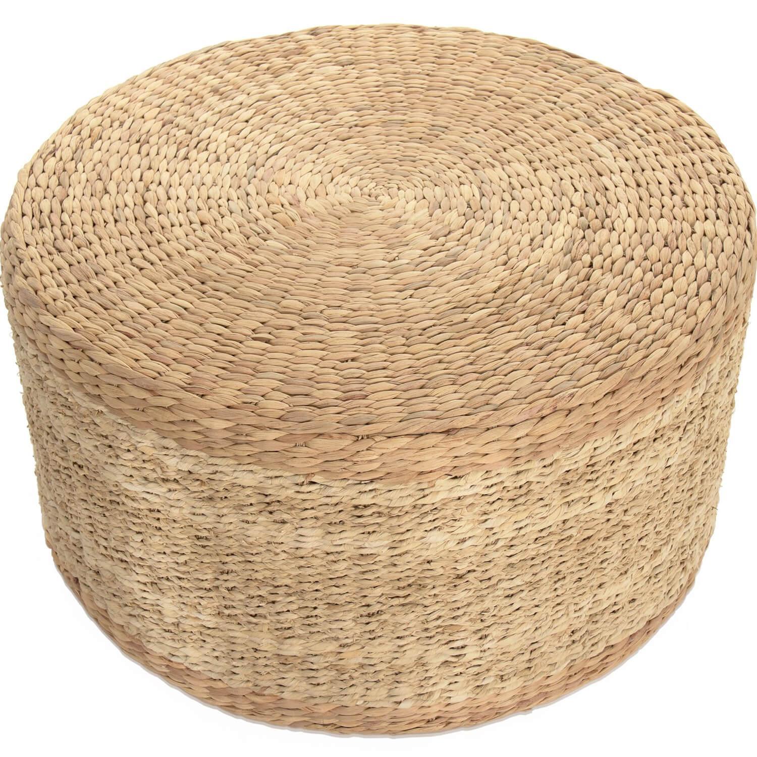 Woven Seagrass Ottoman - Belle Escape