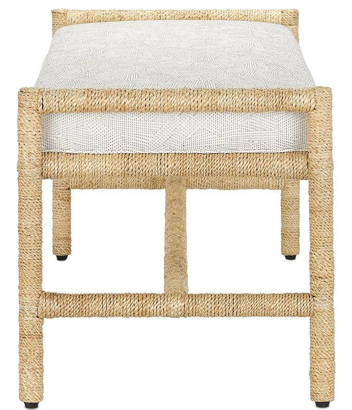 Abaca Braided Rope Rectangular Bench a with White Cushion