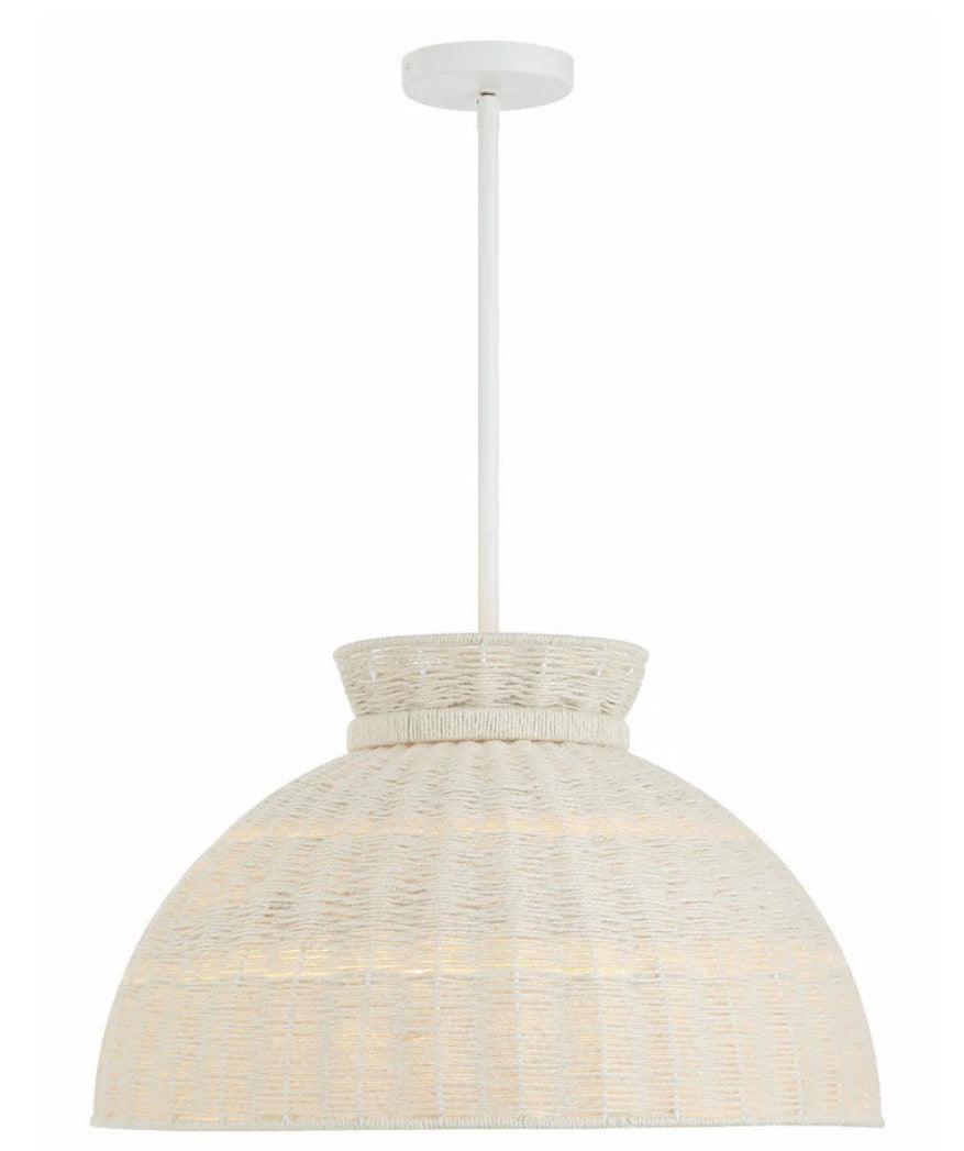 White Woven Jute Dome Pendant