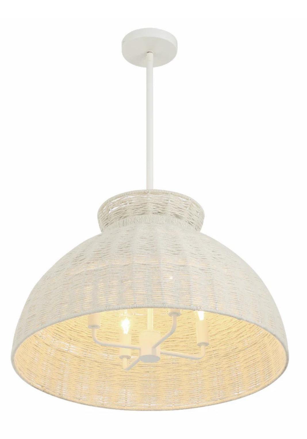 White Woven Jute Dome Pendant