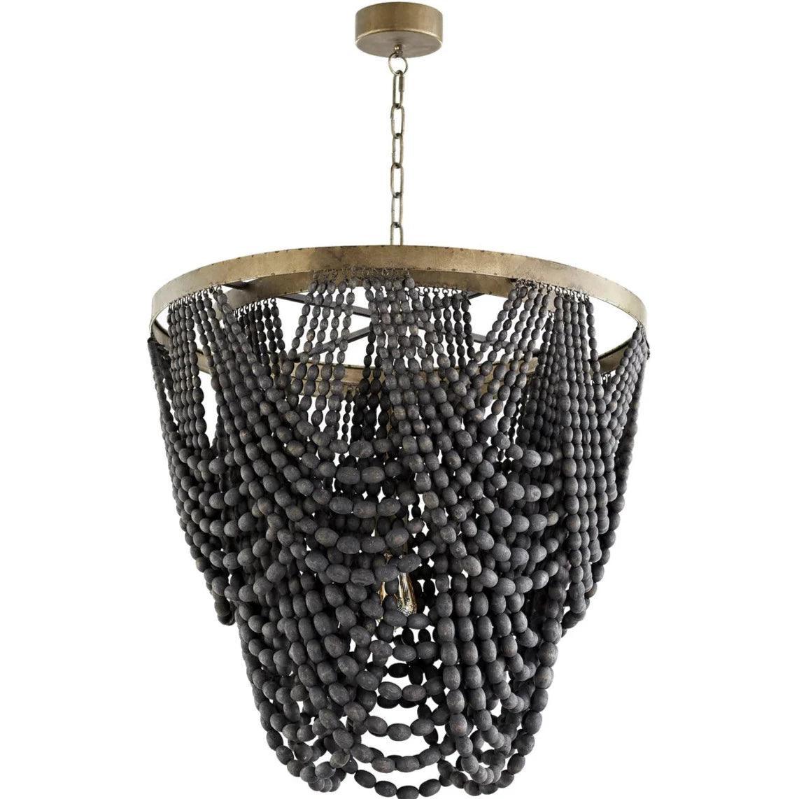 Black Wood Bead Boho Chandelier - Belle Escape