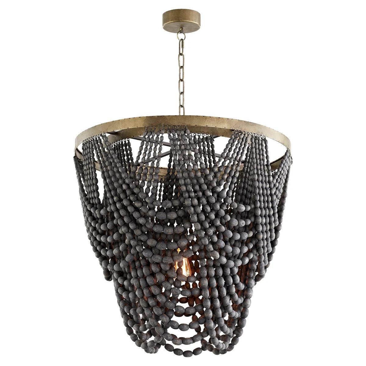 Black Wood Bead Boho Chandelier - Belle Escape