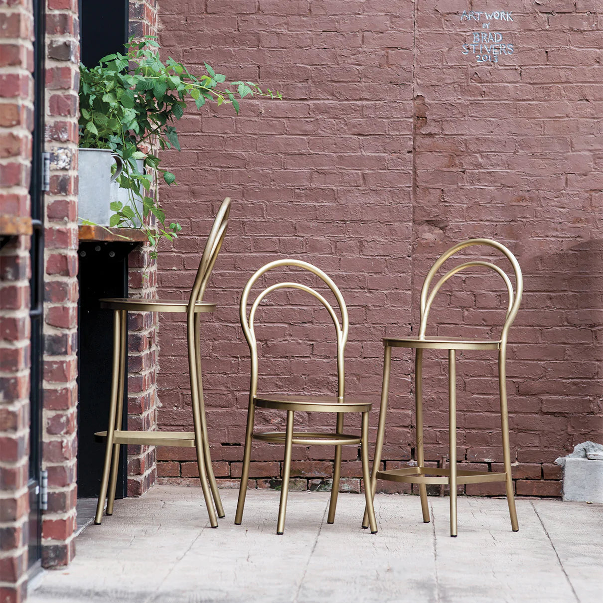 Metz Brass Bar Stools - Pair - Belle Escape